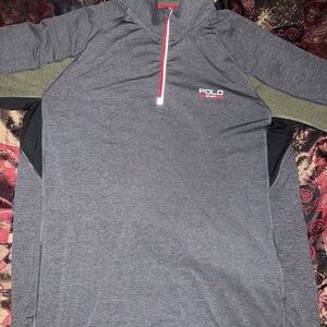 Polo Sport Performance Quarter-Zip Grey/Olive Green Reflective Pullover